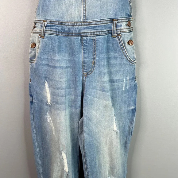 CI SONO Denim Overalls Distressed Jean Blue Light Adjustable 90s Vibe Boho S - Picture 4 of 13